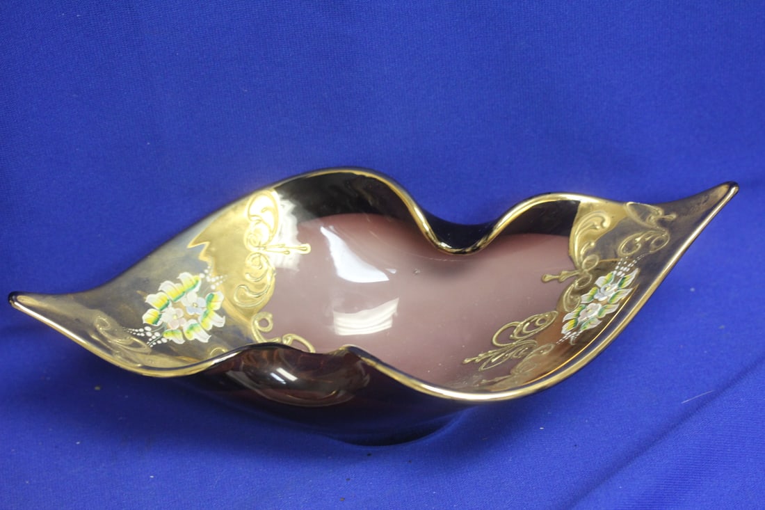 Moser or Moser Style Art Glass Bowl: well made - 11 1/2" across