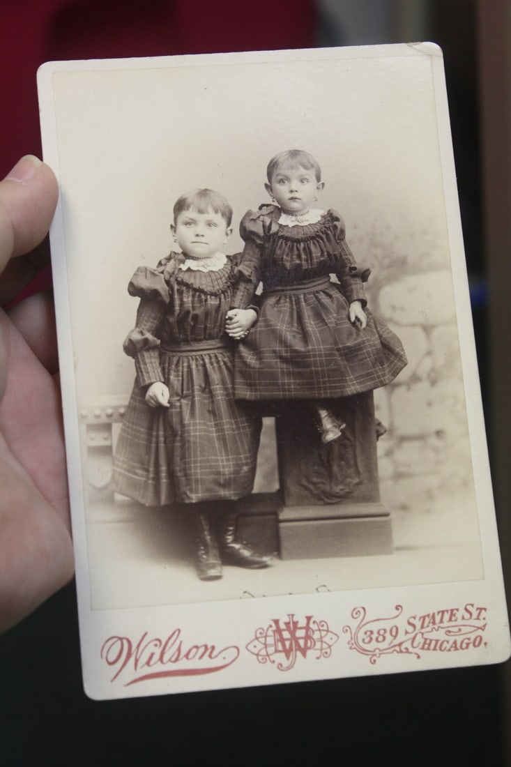 Vintage Black and White Photograph: of two sisters - 7 1/2" x 4 1/4"
