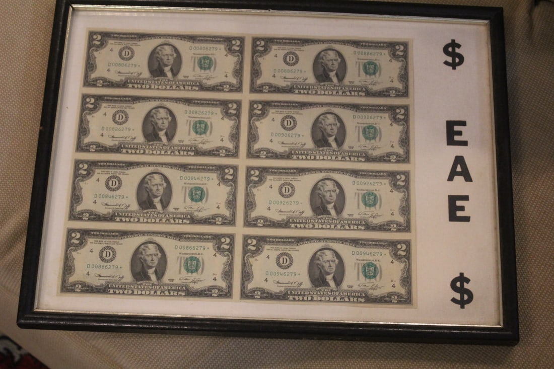 Lot of 8 Low Serial Number $2.00 Star Note: low serial number - fancy number - rare