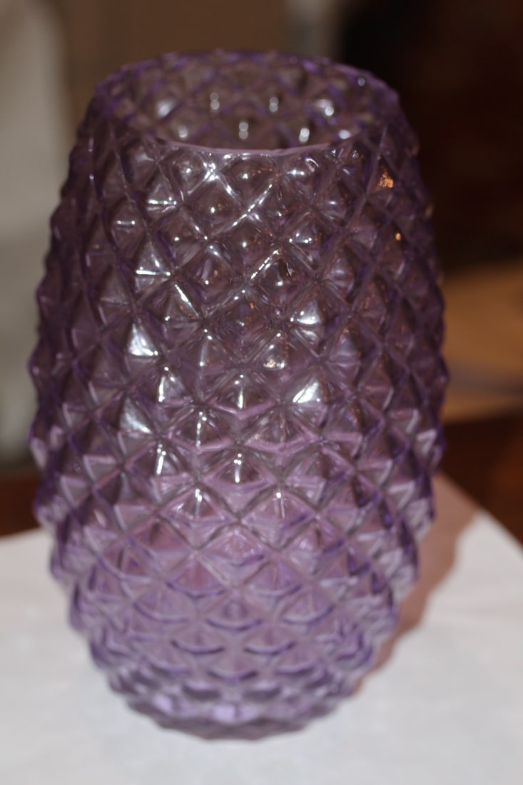 Light Amethyst Glass Vase: 8" tall