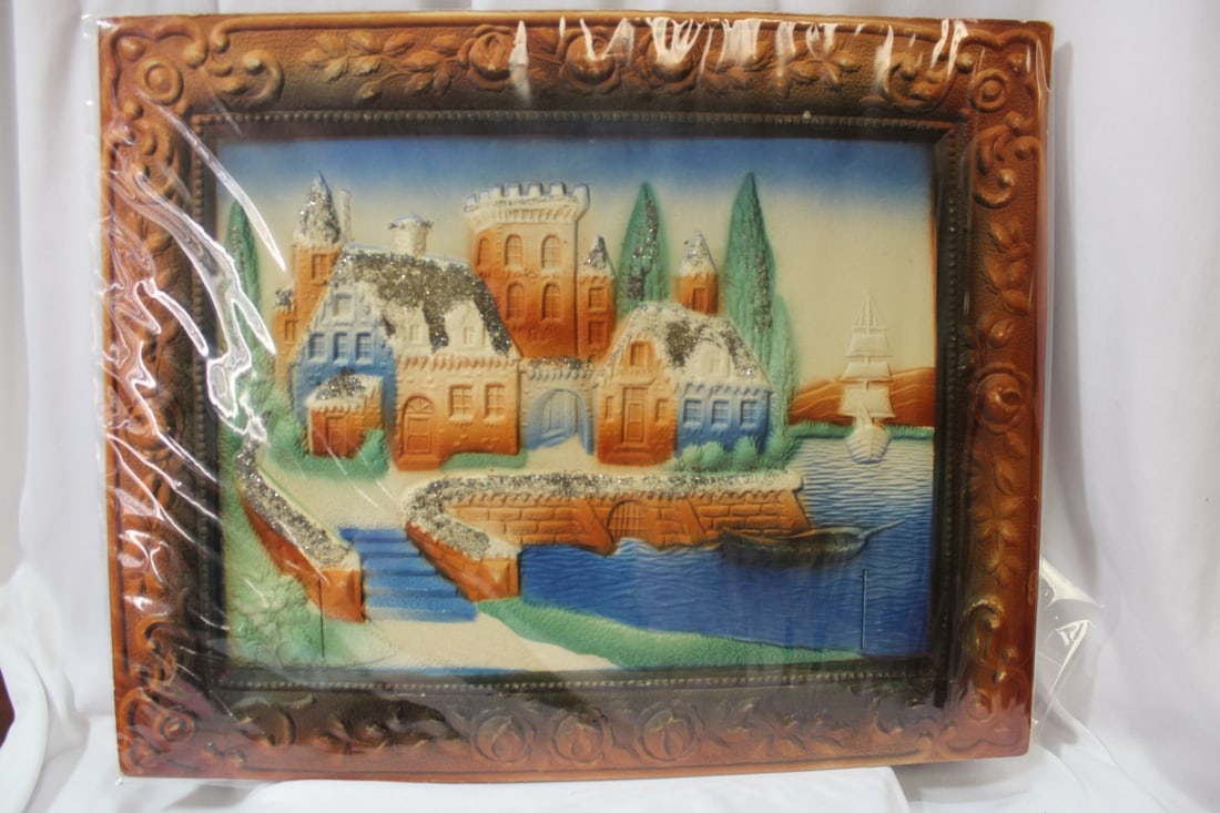 An Old 3D Print on Cardboard: 16 3/4" x 13 1/2"