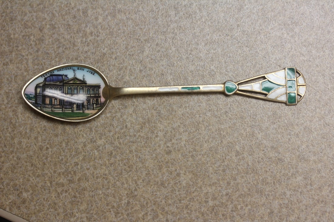 Enamel Silver Spoon: Teatro San Jose 800 Enamel - 4 7/8" long