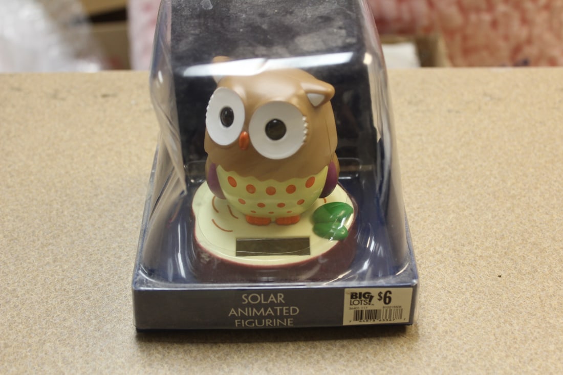 Animated Owl Figurine: solar powered - boxed - overall= 5 1/4" tall