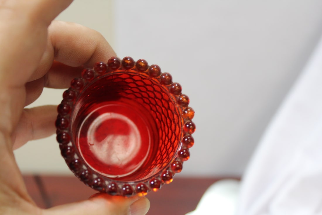 A Ruby Red Glass Cup - 7