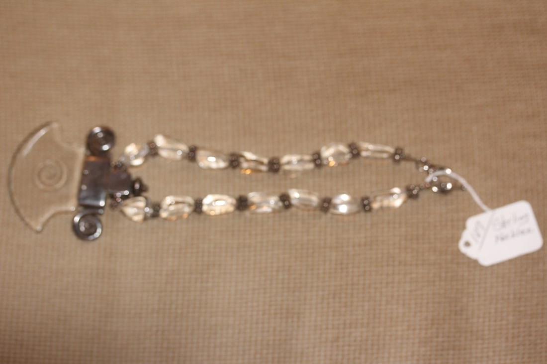 Sterling and Lucite Necklace: 9 3/4" long when clapsed