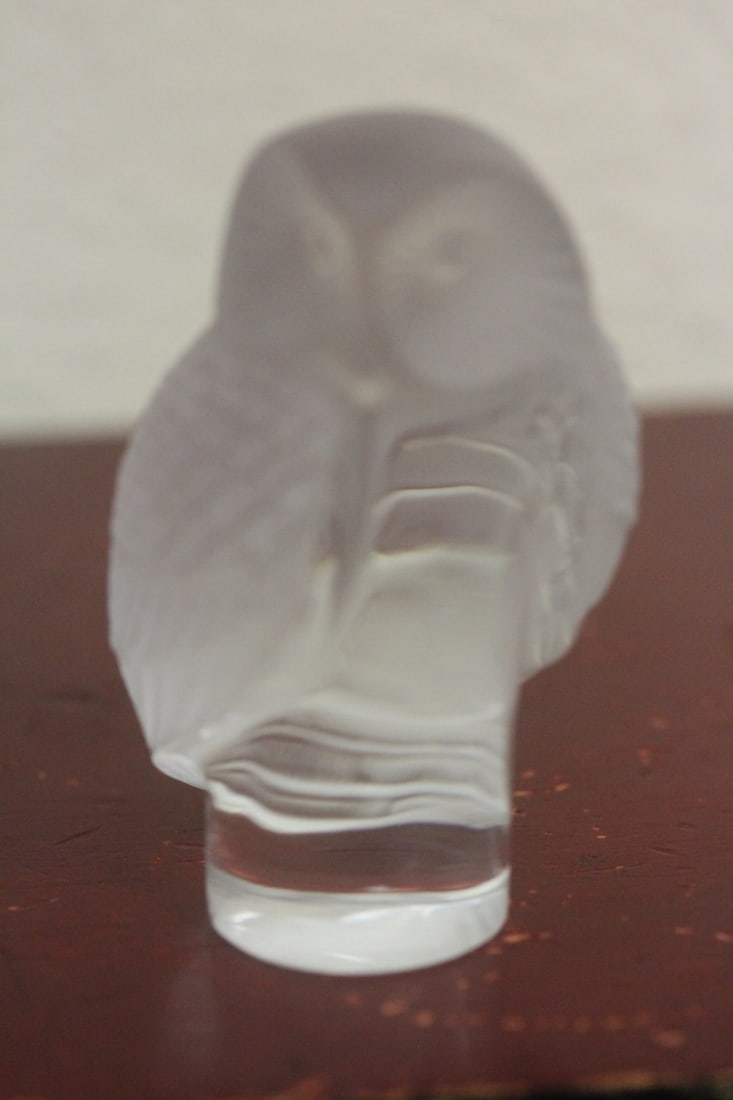 Signed Lalique Owl: 3 1/2" tall