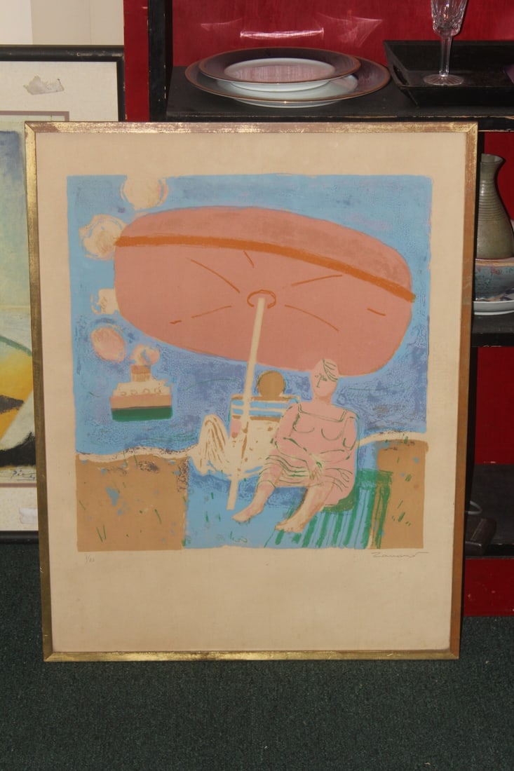 Signed Albert Zavaro Lithograph: sigend - limited edition - numbered - framed - overall= 28 1/2" x 22"