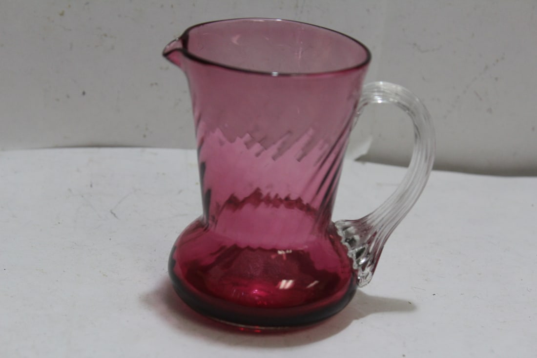A Small Cranberry Pitcher: 3 3/4" tall