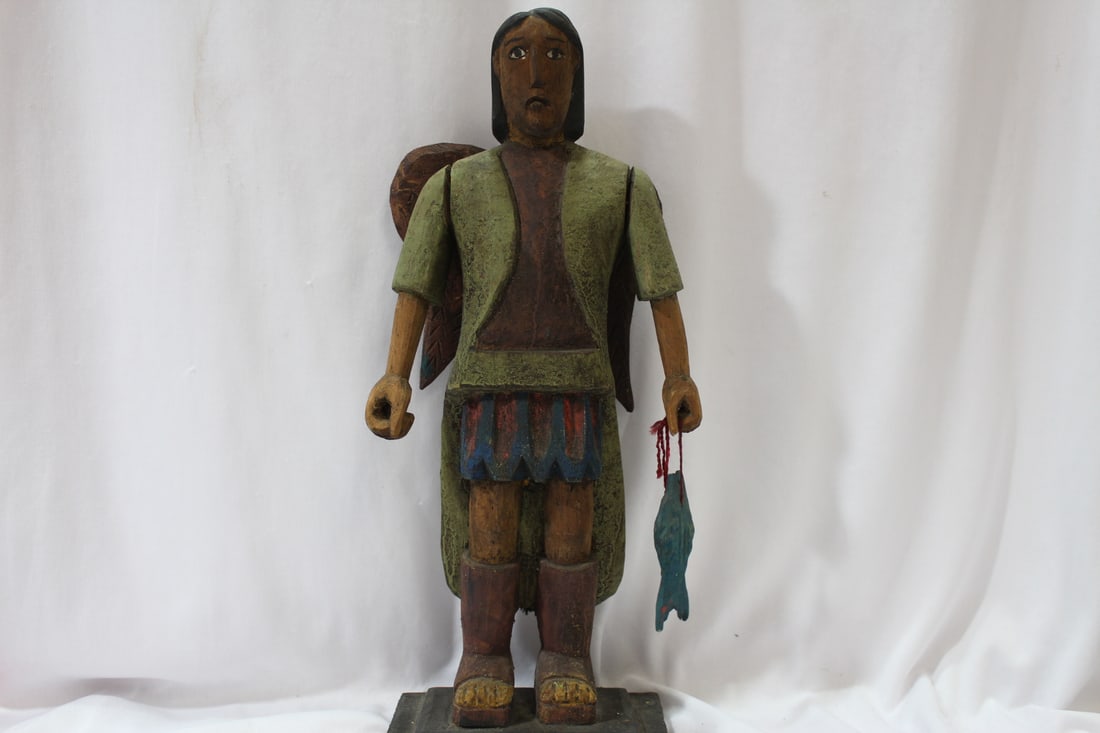 A Wooden Figurine: appears to be old - 14 1/2" tall
