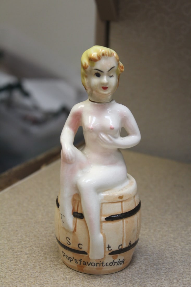 Ceramic Nude Wine Bottle: 6 3/4" tall
