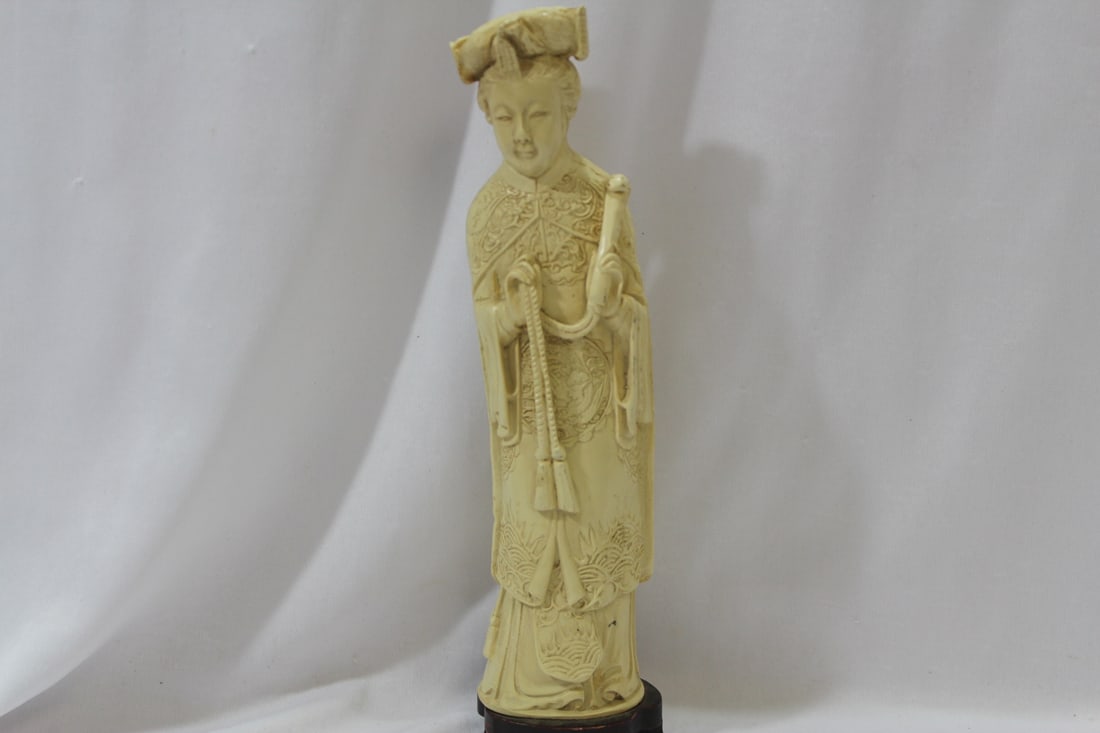 A Chinese Resin Lady Figure: nicely carved - 10 1/4" tall