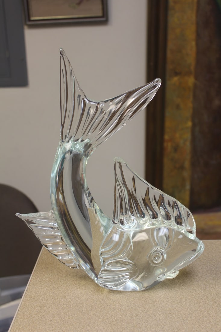 Signed Edwin Allen Glass Fish: glass or crystal - good size - 13 1/2" tall