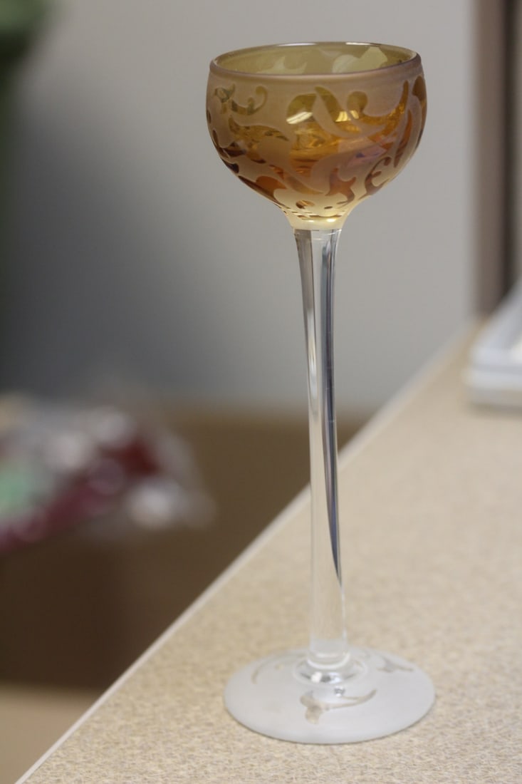 Unsigned Michael Weems Etched Goblet - 2