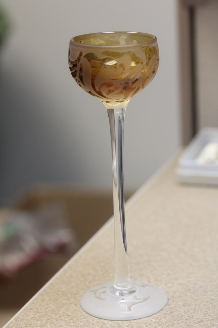 Unsigned Michael Weems Etched Goblet - 3