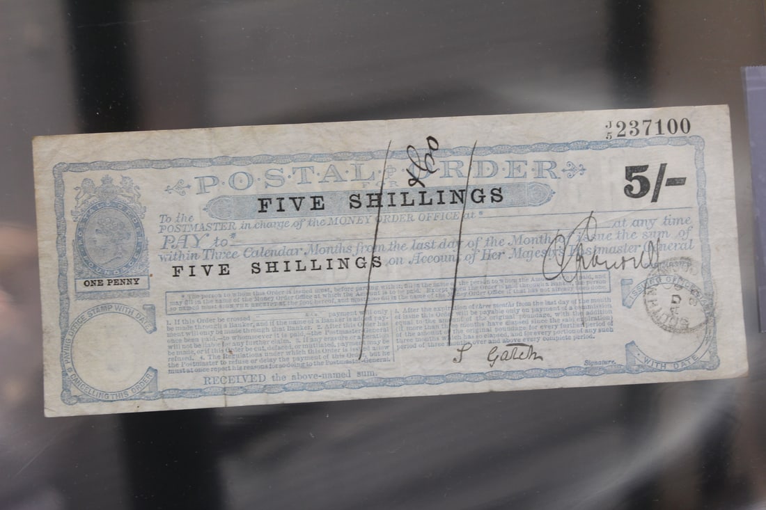 Early 1900's Five Shillings Postal Order: rare