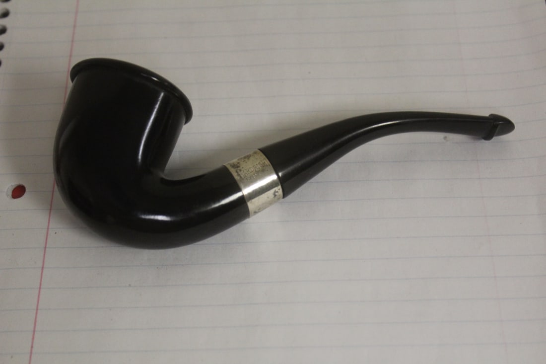 Hardright Sterling Band Smoking Pipe: straight line measurement = 6" - rare