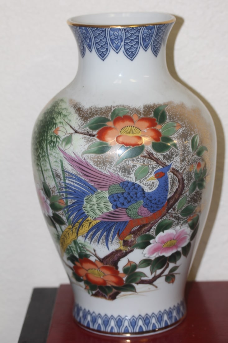 Signed Chinese Decorative Vase: Phoenix - 12 inches tall