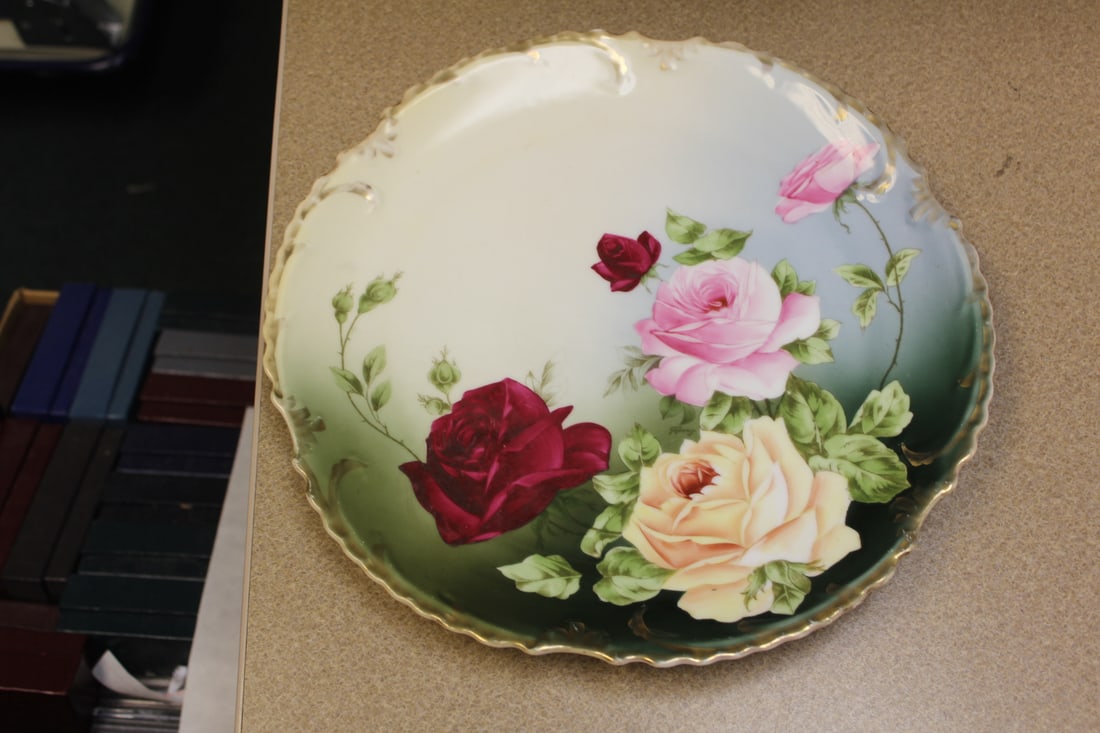 Royal Munich Charger: hand painted - rose pattern - 12 1/4" in diameter
