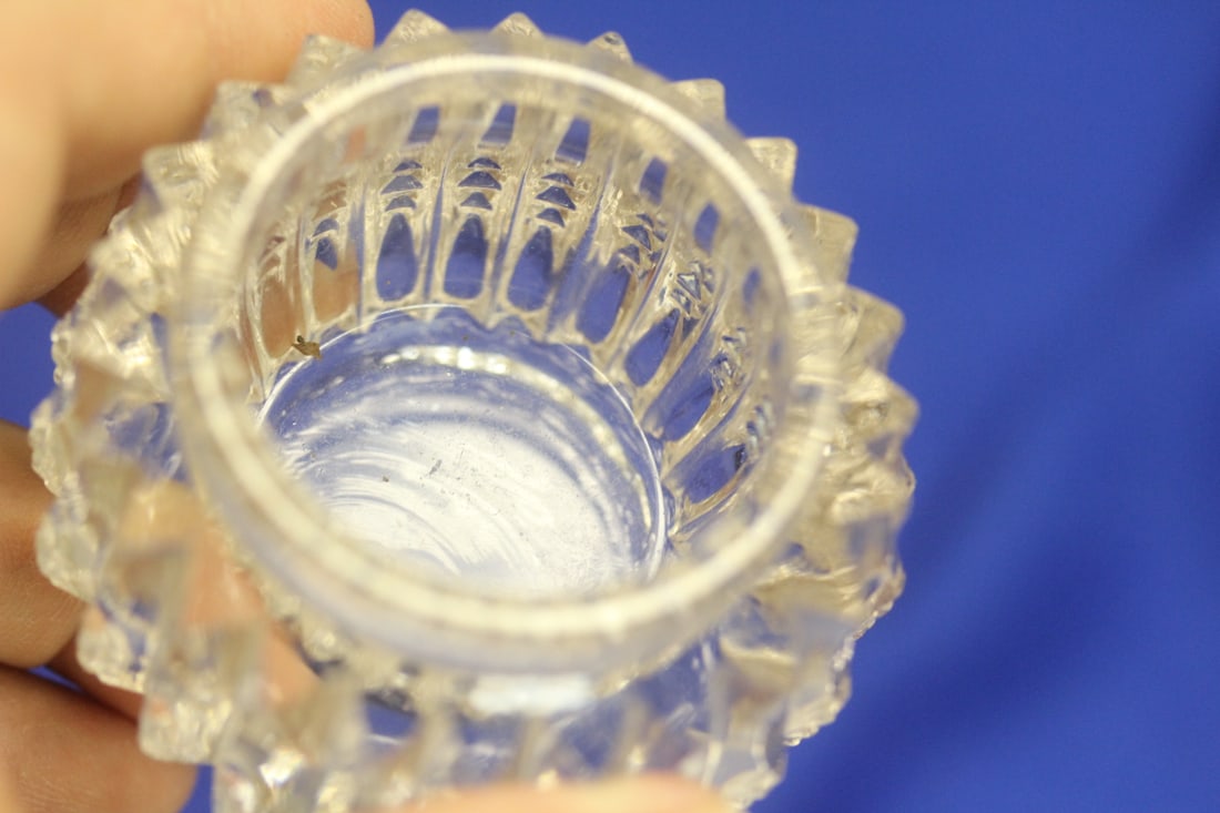 Sterling Top Cut Glass Container - 7