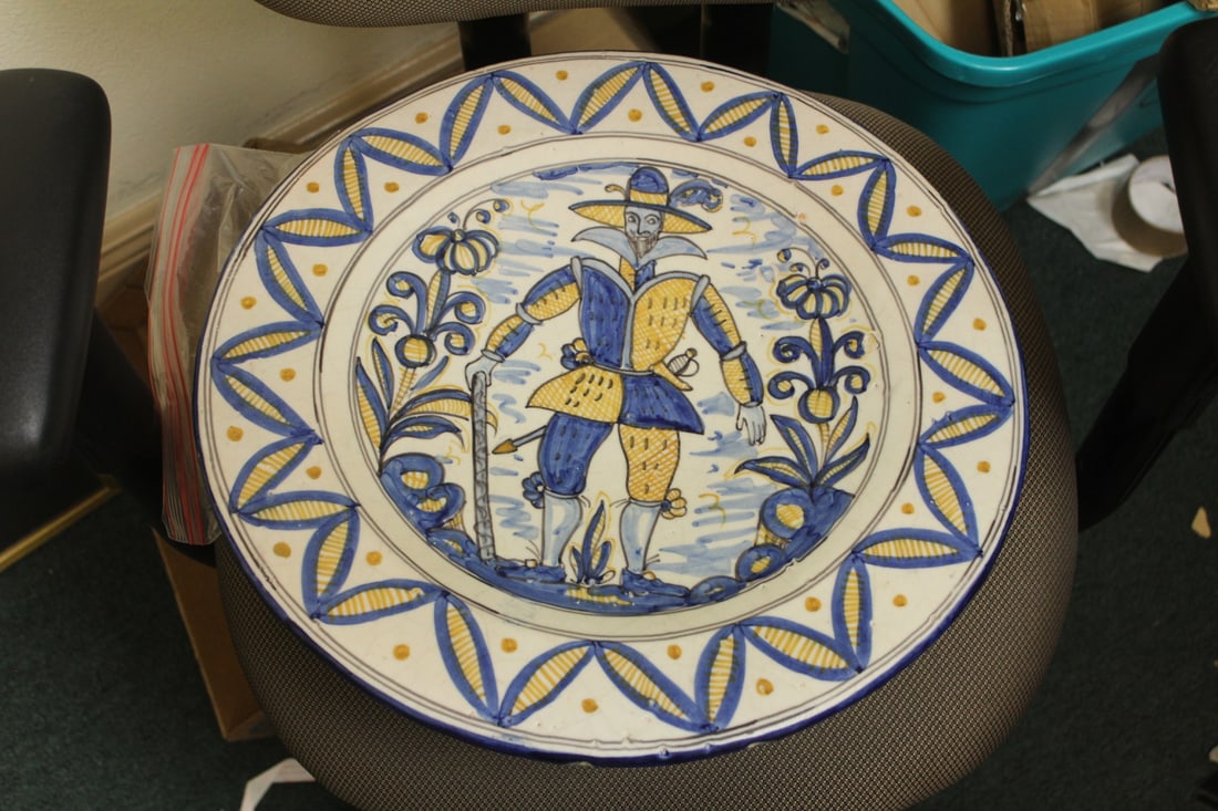 Artist Signed Decorative Charger: not sure how old it is, but it is nicely done - 16 1/4" in diameter