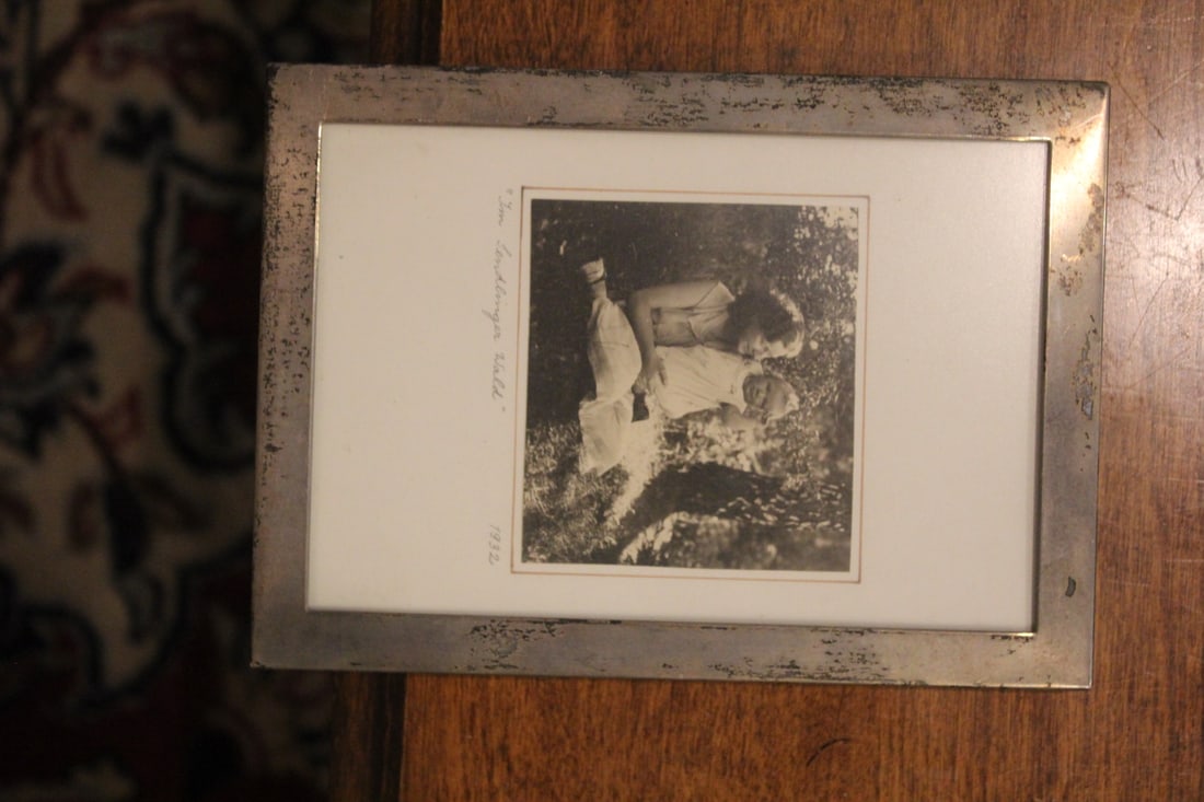 Vintage Black and White Photograph: inside a sterling frame - overall= 7 1/8" x 5 1/8"