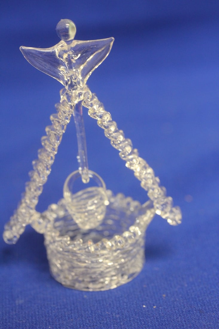 A Glass or Crystal Well with Bucket: 4 1/2" tall