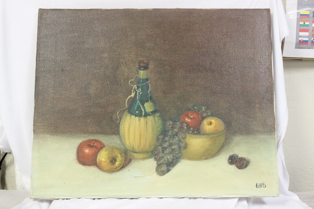 An Oil on Canvas - Still Life: unframed - early to mid 20th century in my opinion, but exact age unknown - 20" x 16" - signed