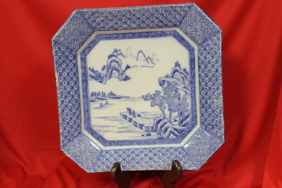 A Japanese Square Charger: Please note: chip - 10" square - 19th century