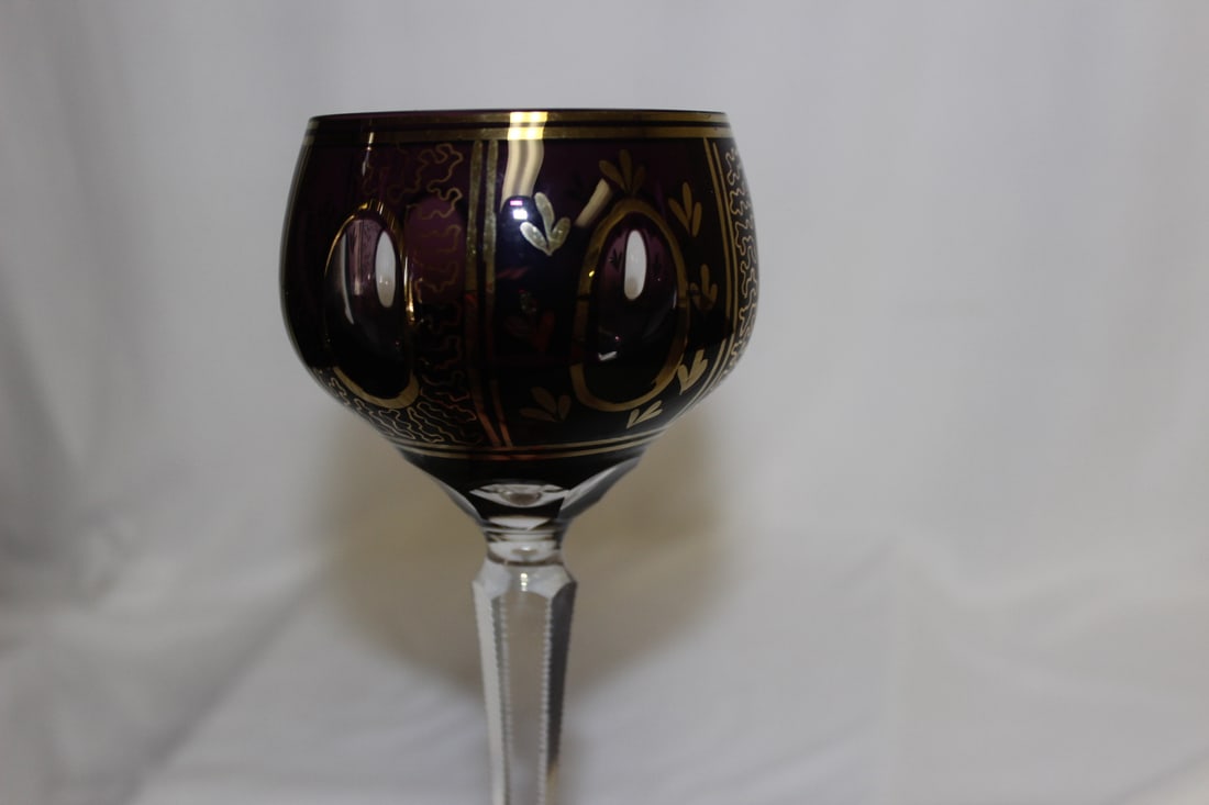A Gold Gilted Stem Glass - 2