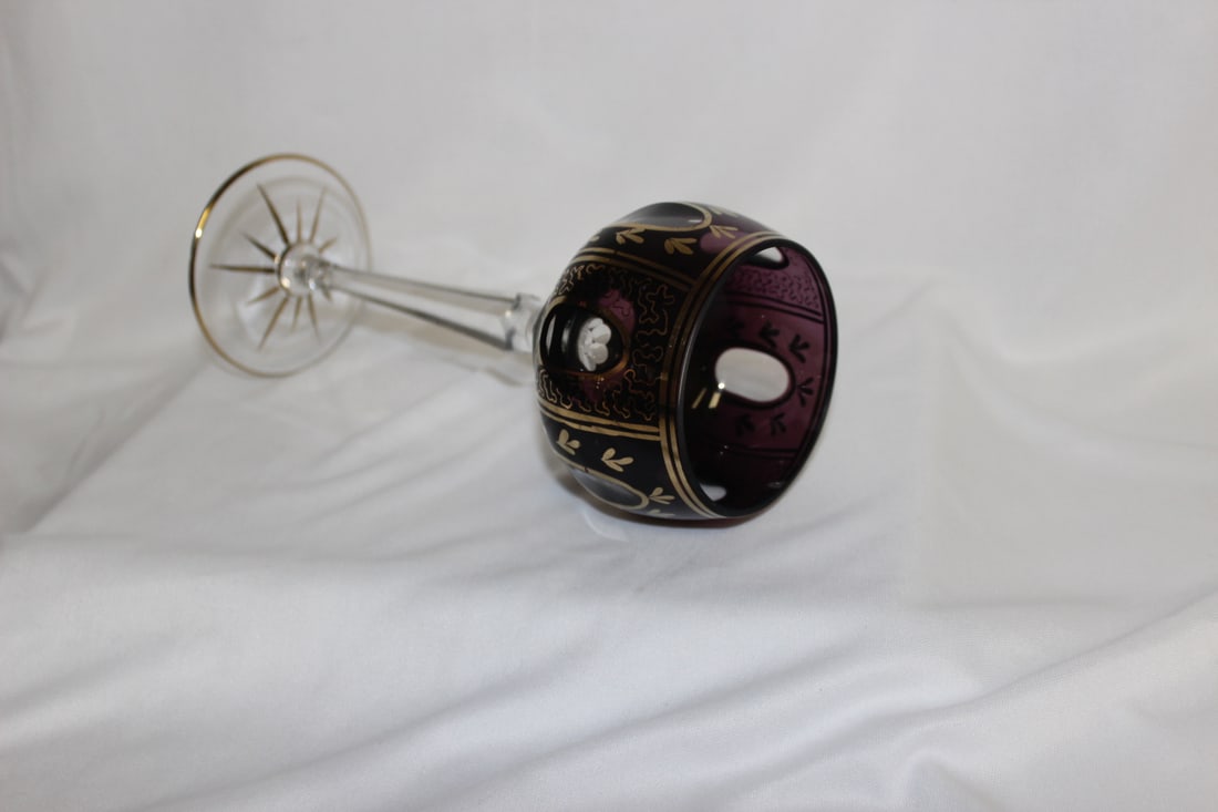 A Gold Gilted Stem Glass - 4