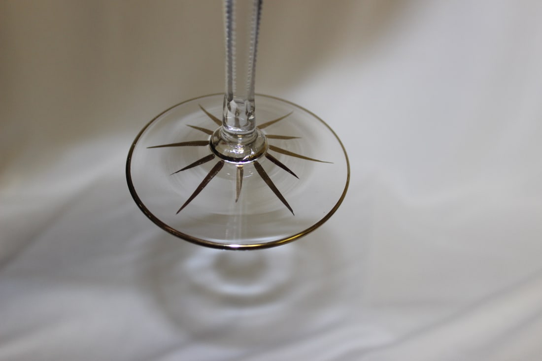 A Gold Gilted Stem Glass - 5