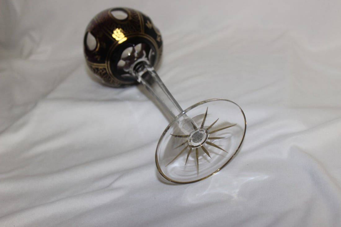 A Gold Gilted Stem Glass - 6