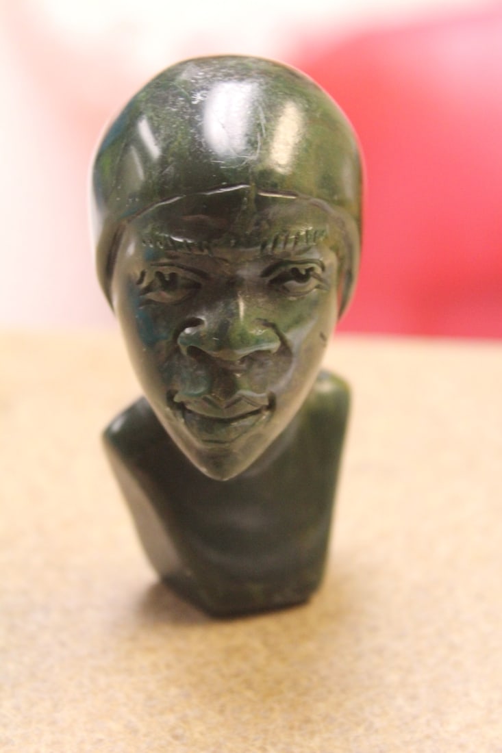 Jade or Hardstone Small Bust: 3 3/8" tall