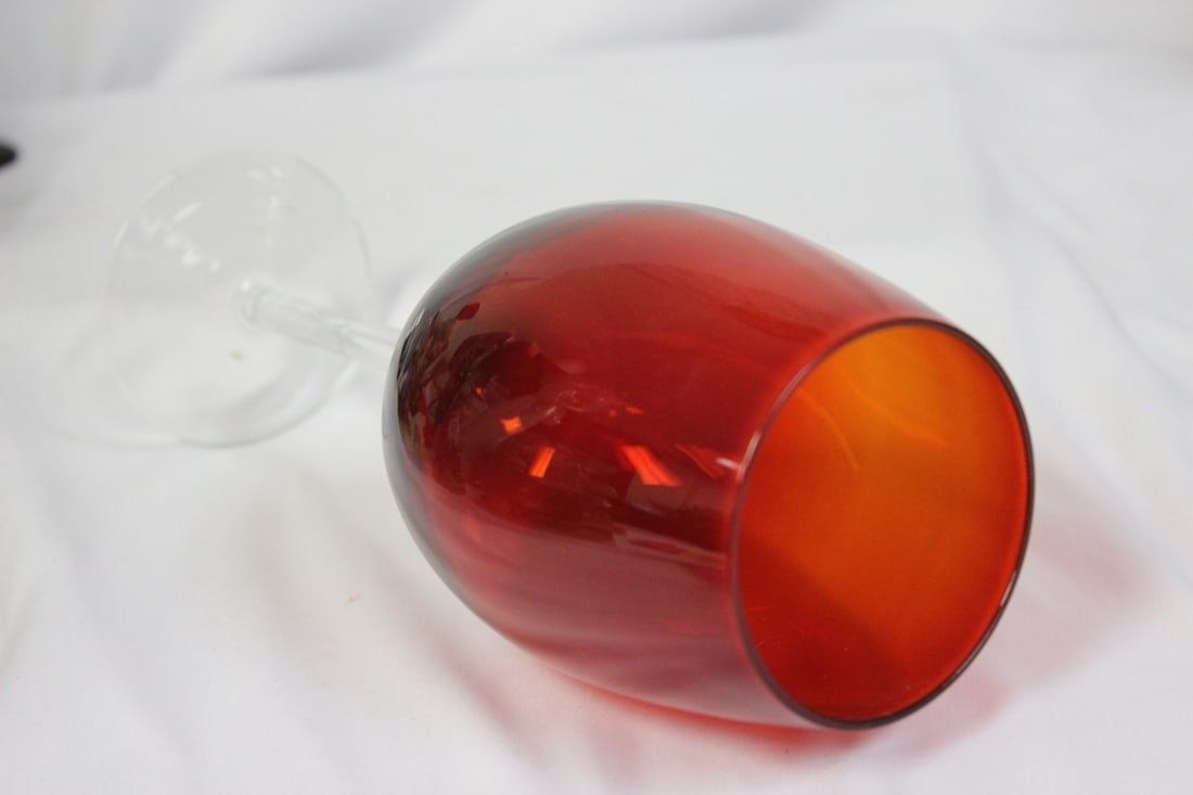 A Ruby Red Stem Glass Cup - 2