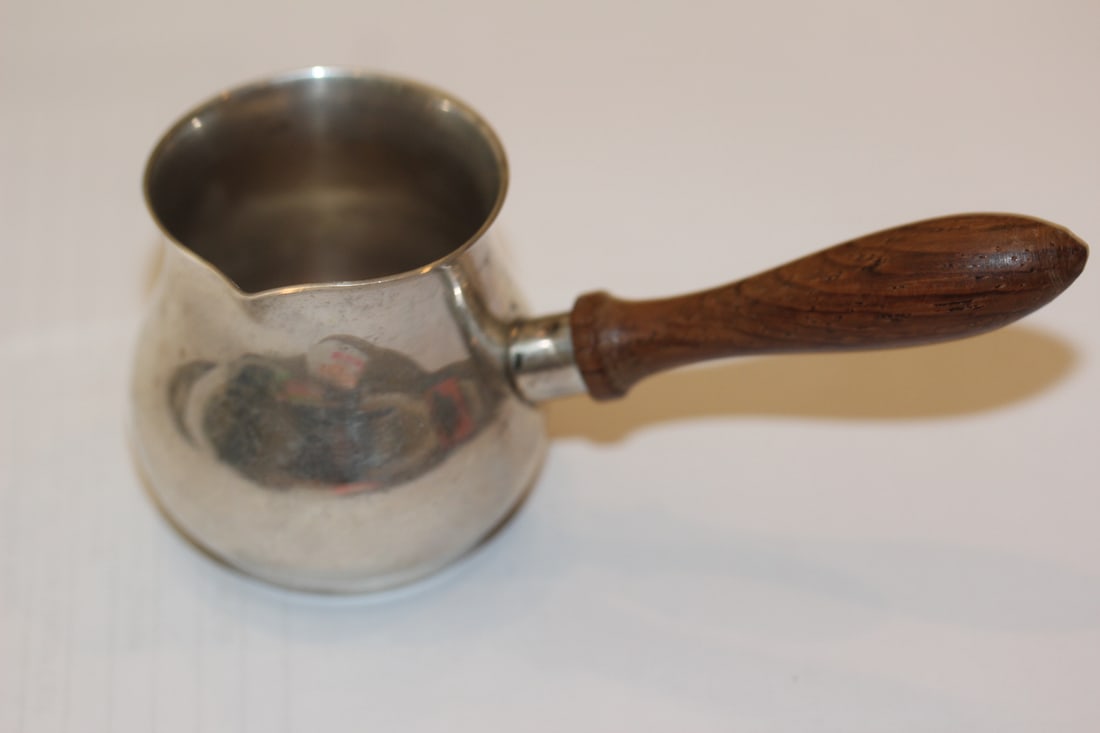 Cartier Sterling and Wooden Handle Sauce Pourer: marked Cartier - 4" long