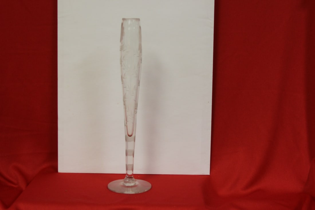 An Etched Glass Vase: 10 1/4" tall