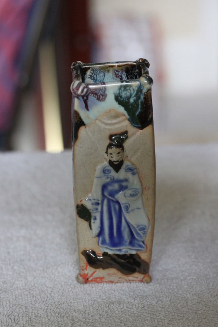 Antique Japanese Pottery Sumida Gawa Vase: Circa early 20th century. Measures 6 1/4" tall.