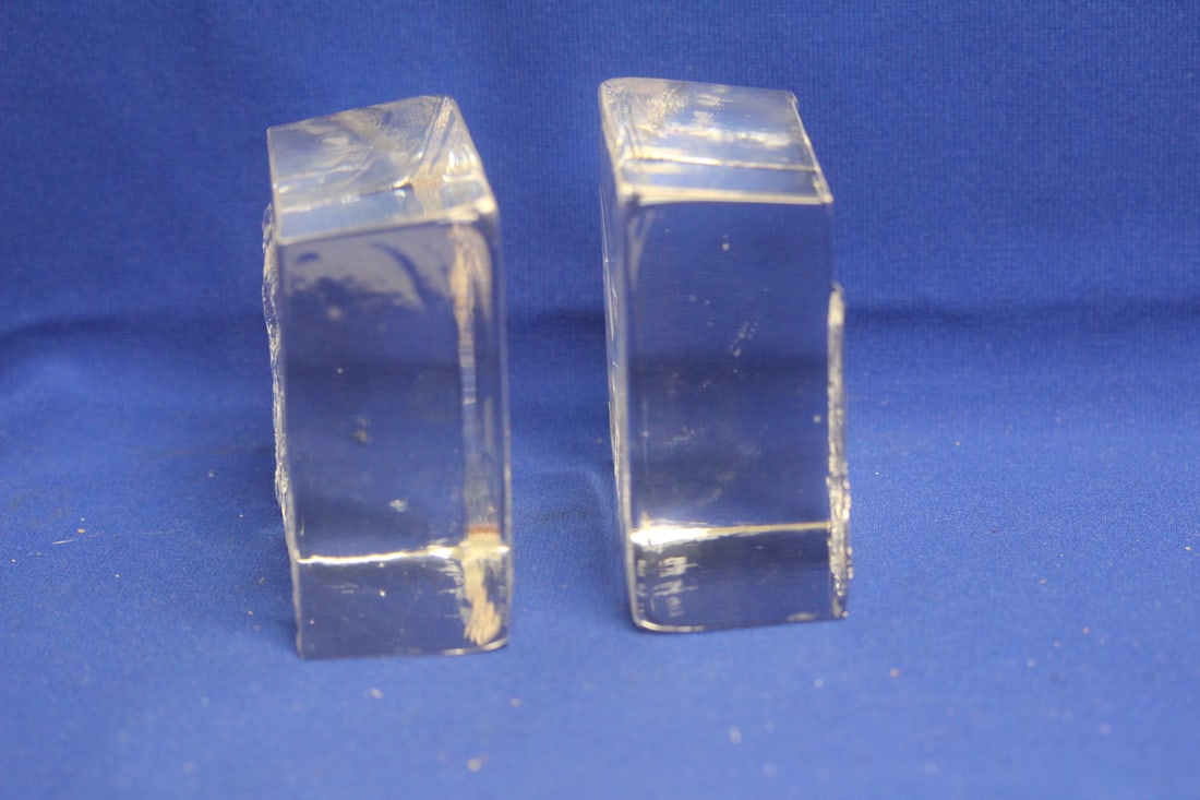 Signed Crystal Bookends - 2