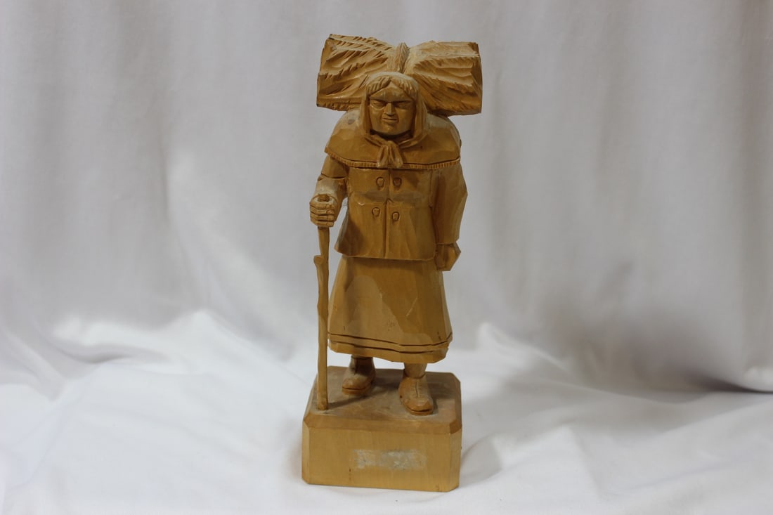 A Handcarved Wooden Figure: 8 1/2" tall - possibly German