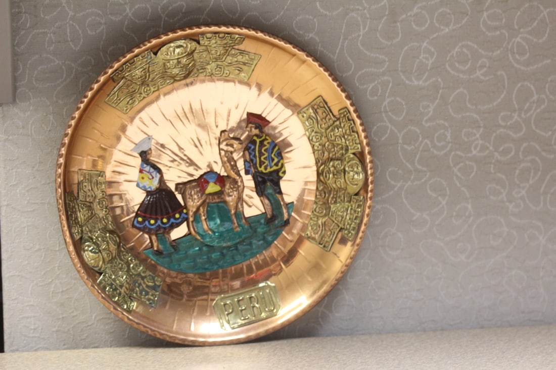 Peru Copper Collector's Plate: 7 3/8" in diameter