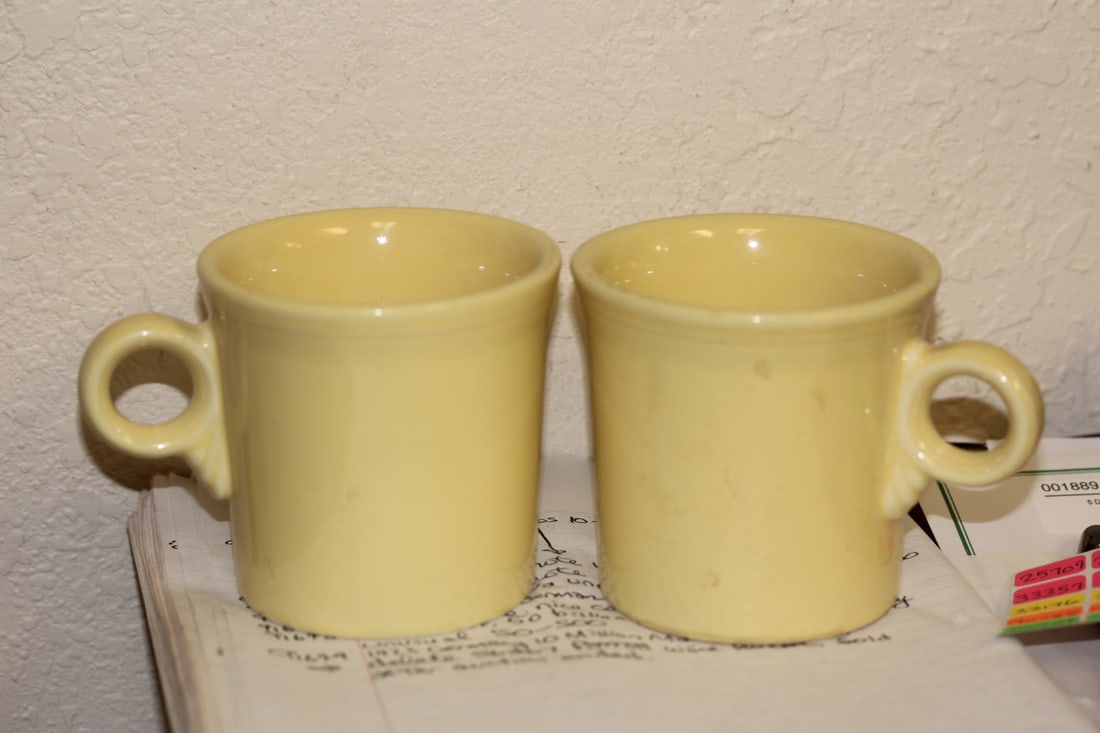 Lot of 2 Solid Yellow Fiesta Cups: 3 1/2" tall each