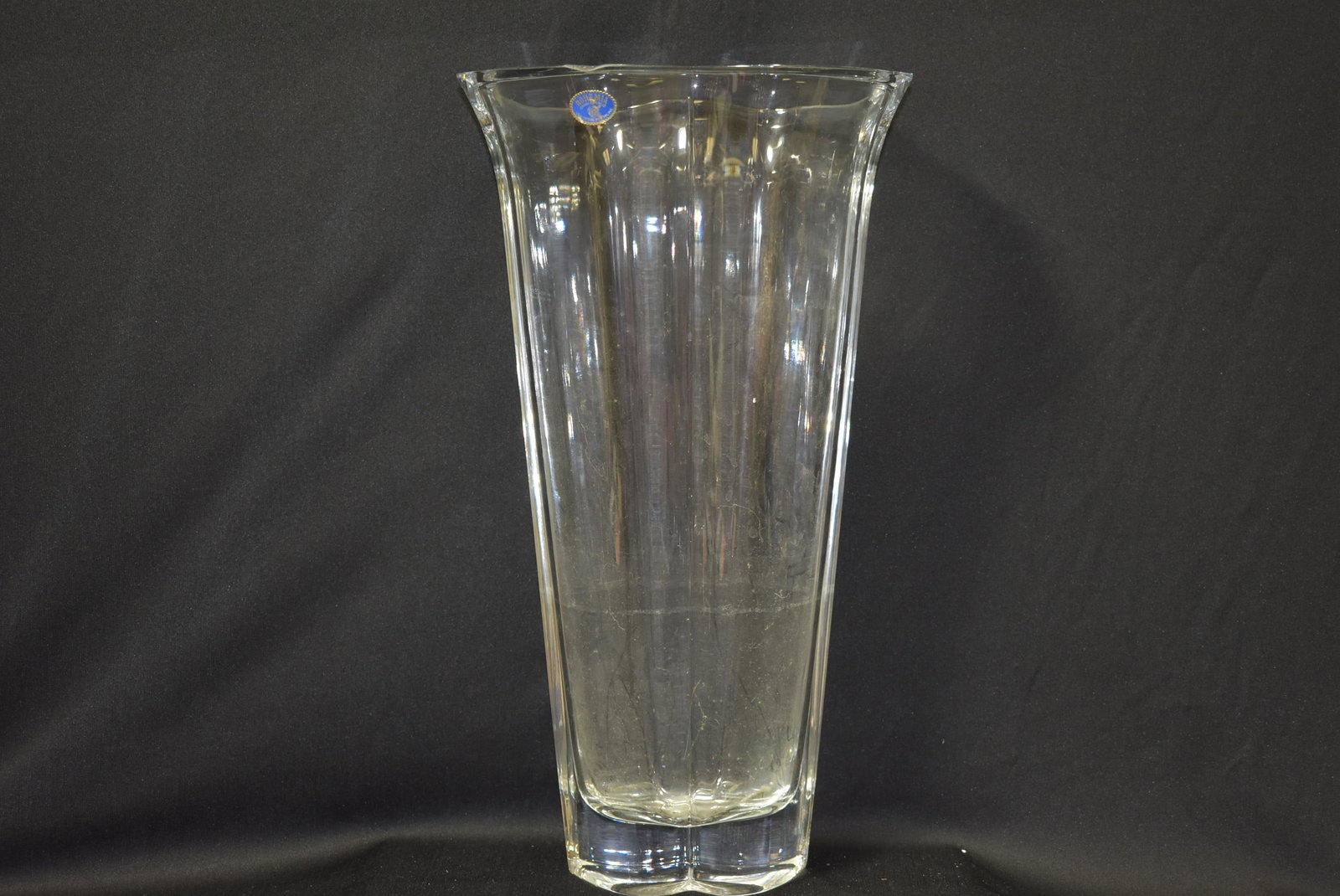 A Heavy Bohemian Crystal Vase: most likely mid century modern - 14 inches tall