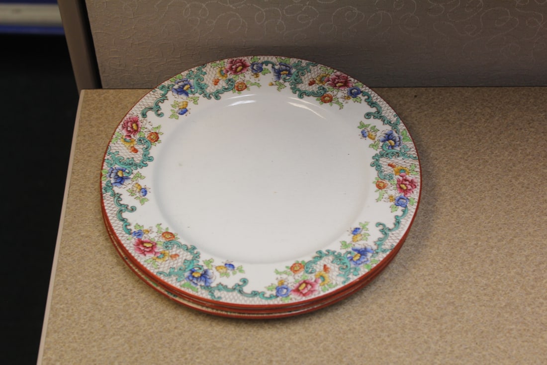 Set of 3 Cauldon Salad Plates: england - 8 3/8" in diameter