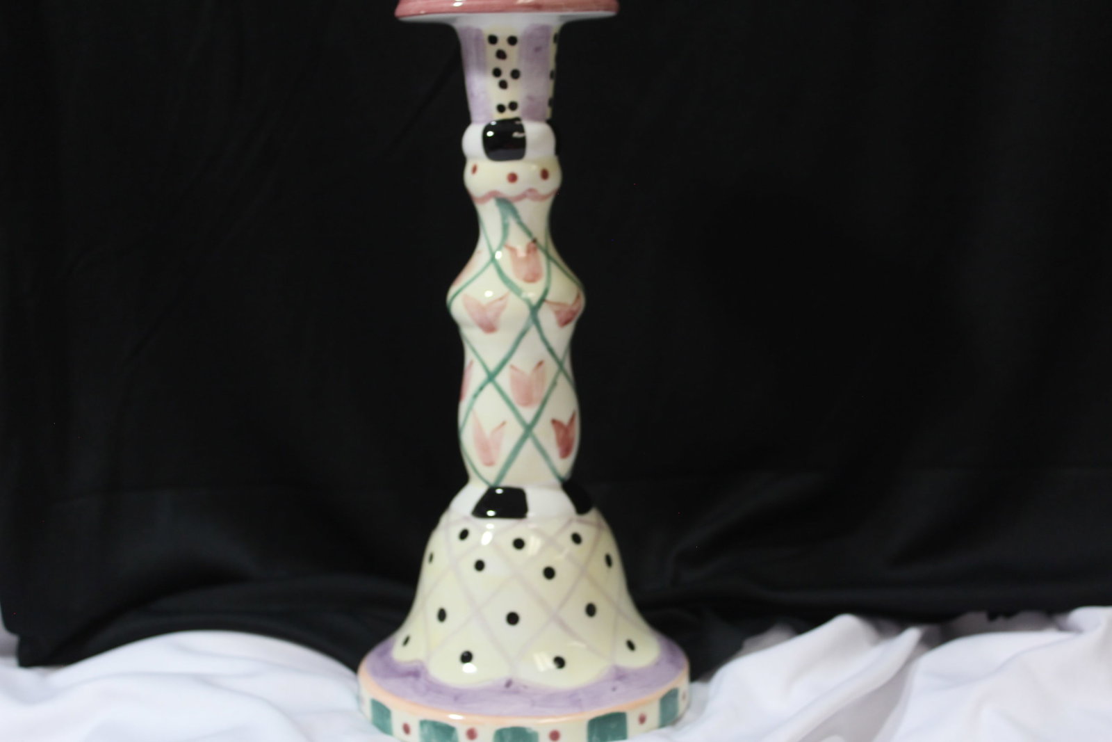 A Single Decorative Candle Stick: 11" tall