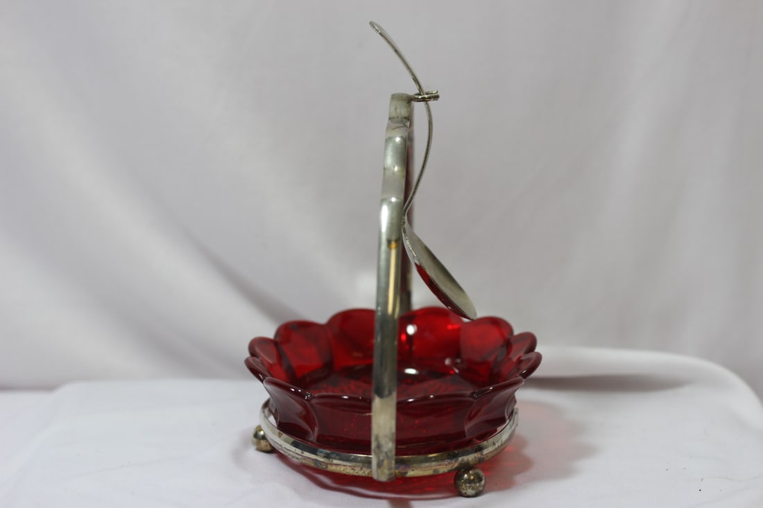 A Ruby Red Glass Sugar Container - 6
