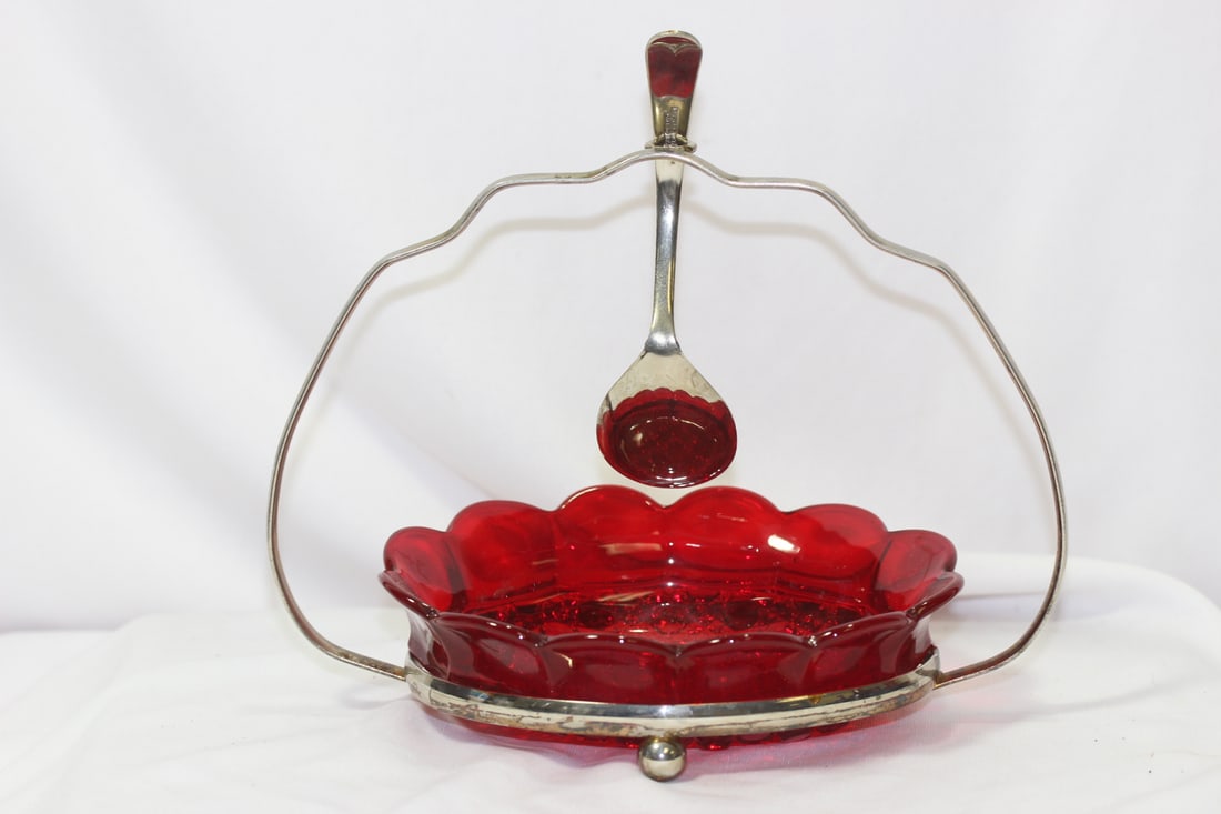 A Ruby Red Glass Sugar Container - 7