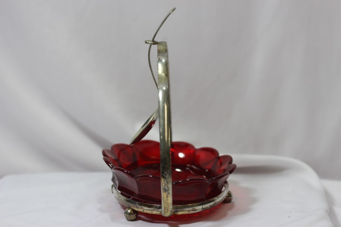 A Ruby Red Glass Sugar Container - 8