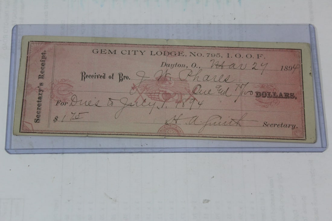 An 1894 Receipt: as shown