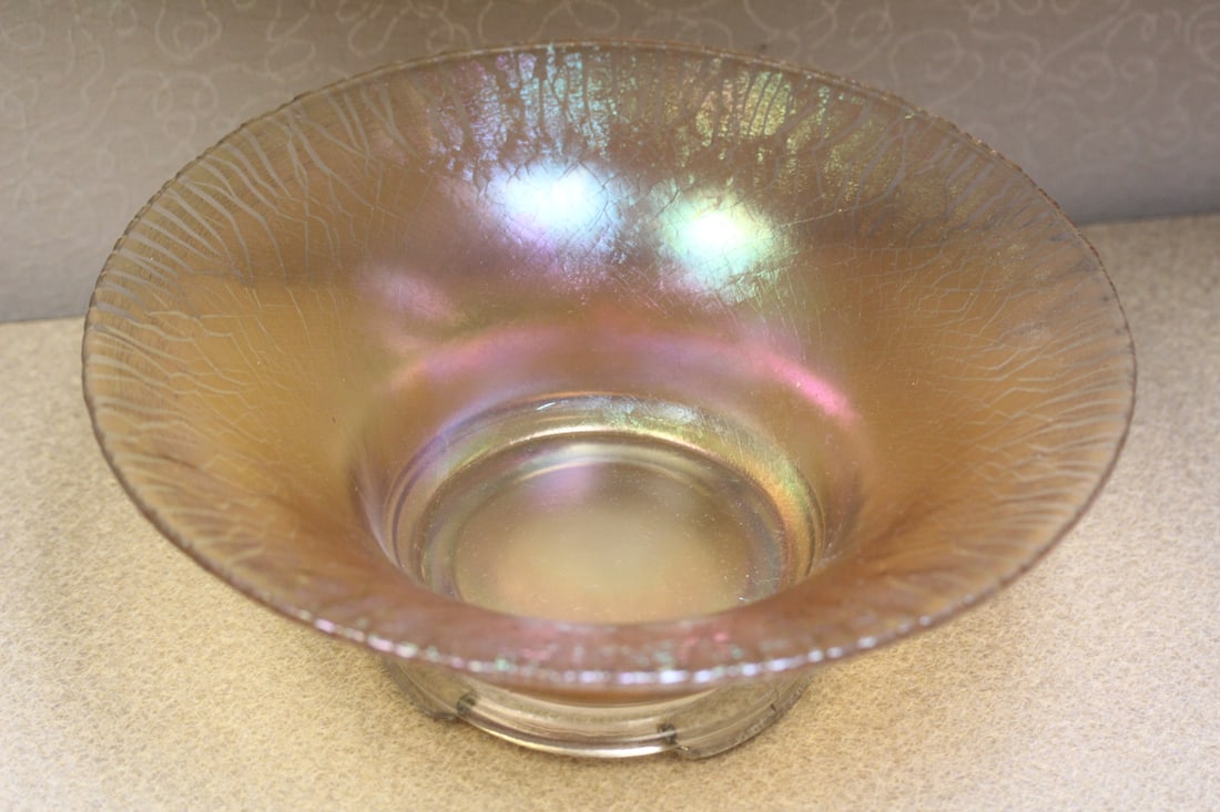 Large carnival glass bowl: 10" in diameter