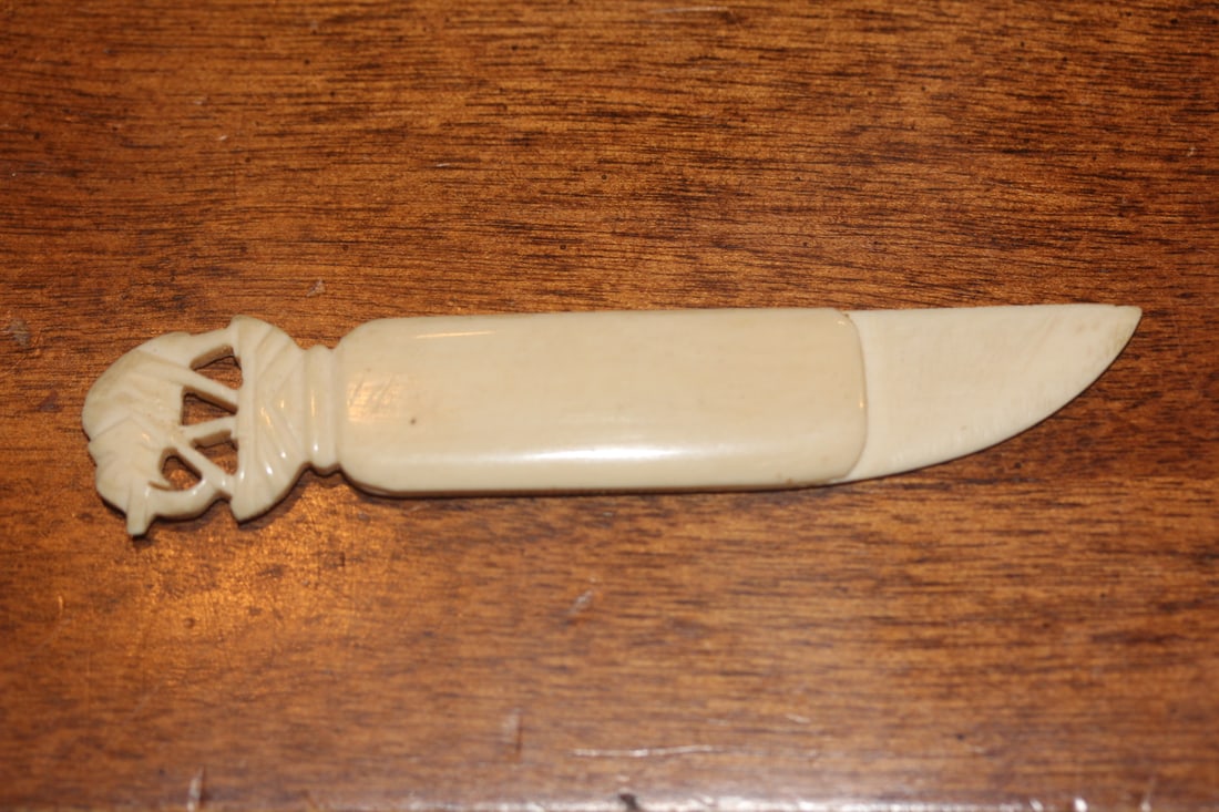 Carved Bone Paperclip: 3 1/2" long
